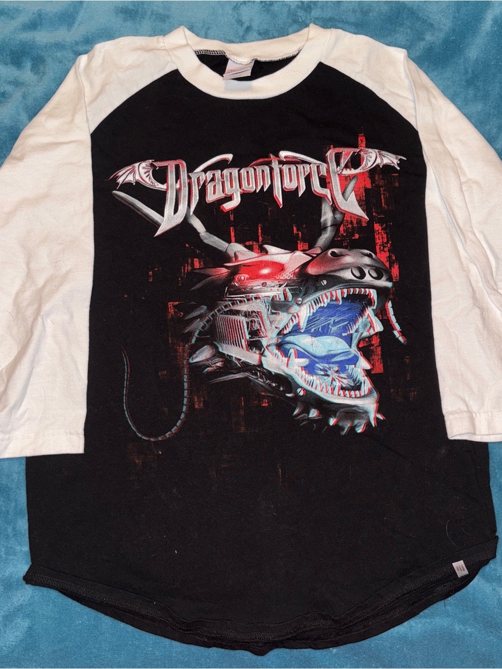 Black & White Raglan Long Sleeve Graphic Tee